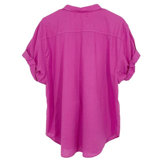 XiRENA Channing Button Up Short Sleeve Shirt Pink Size Medium Coastal Boho - Picture 2 of 6